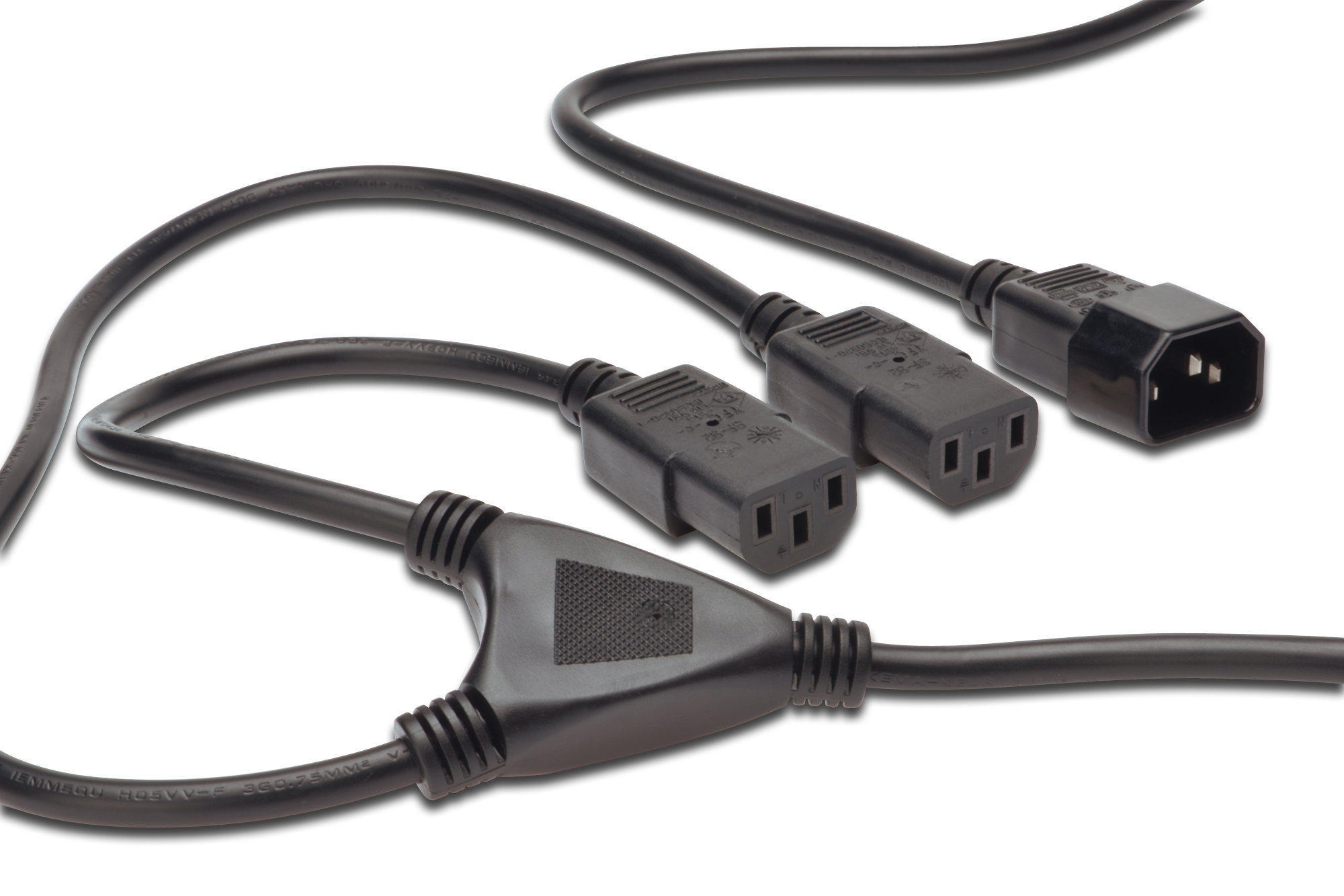 Y-Netzkabel  1,7 m  schwarz 1x C14 auf 2x C13, schwarz, 1,7m