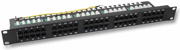 Patchpanel 19"  50 Port  1HE  ISDN  4-fach belegt, schwarz