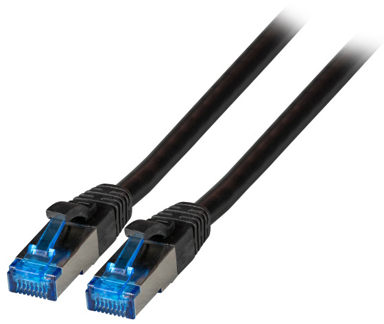 Patchkabel S/FTP TPE superflex Cat.6A RJ45 St. schwarz - 0,25 m