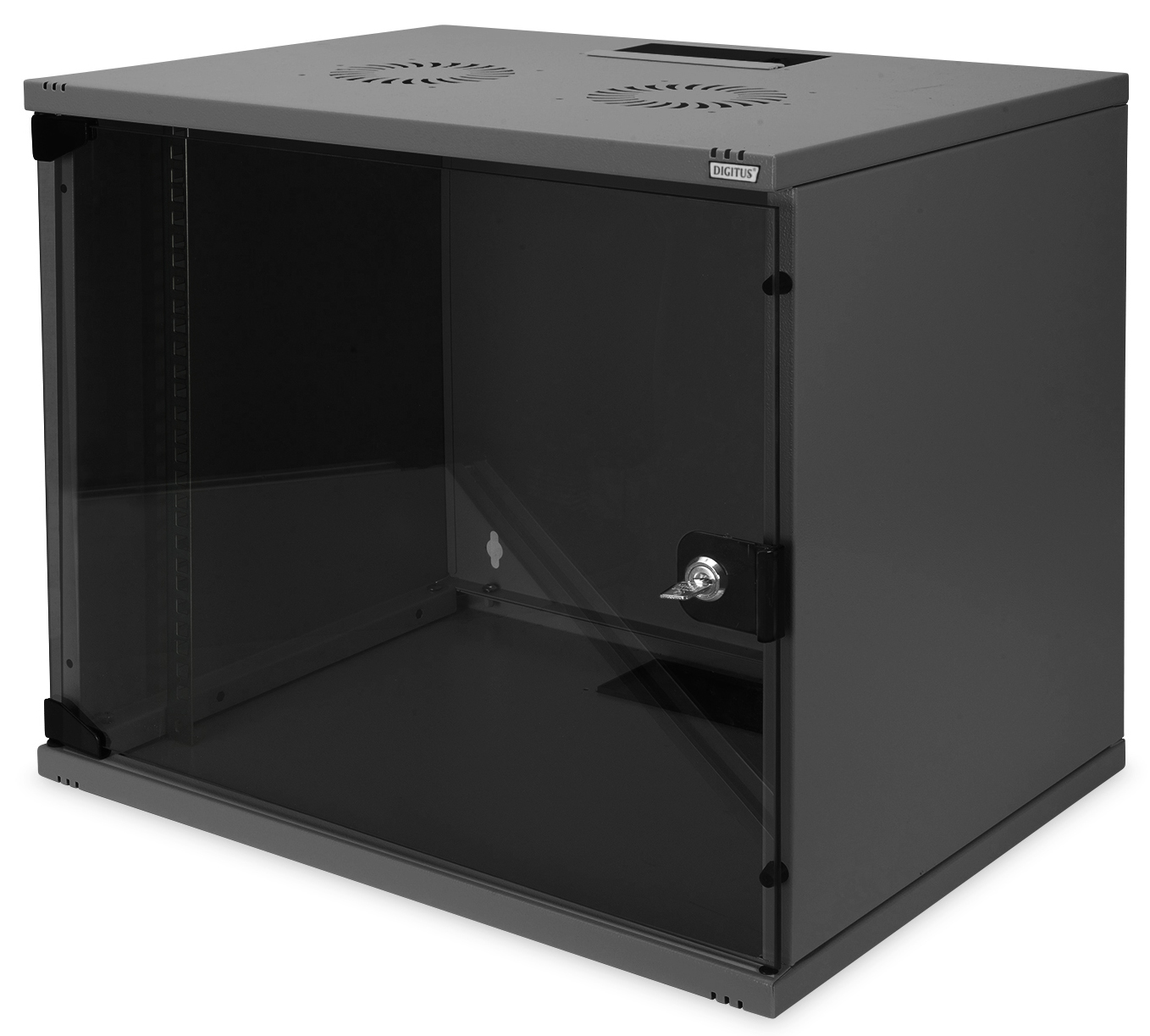 12 HE Wandschrank 19", unmontiert, Digitus, 595x540x400mm (HxBxT), schwarz