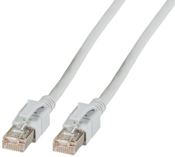 RJ45 Patchkabel S/FTP, VC LED, Cat.6A, 0,5 m, grau