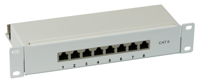 8 Port Mini-Patchpanel 10", Cat.6, beige