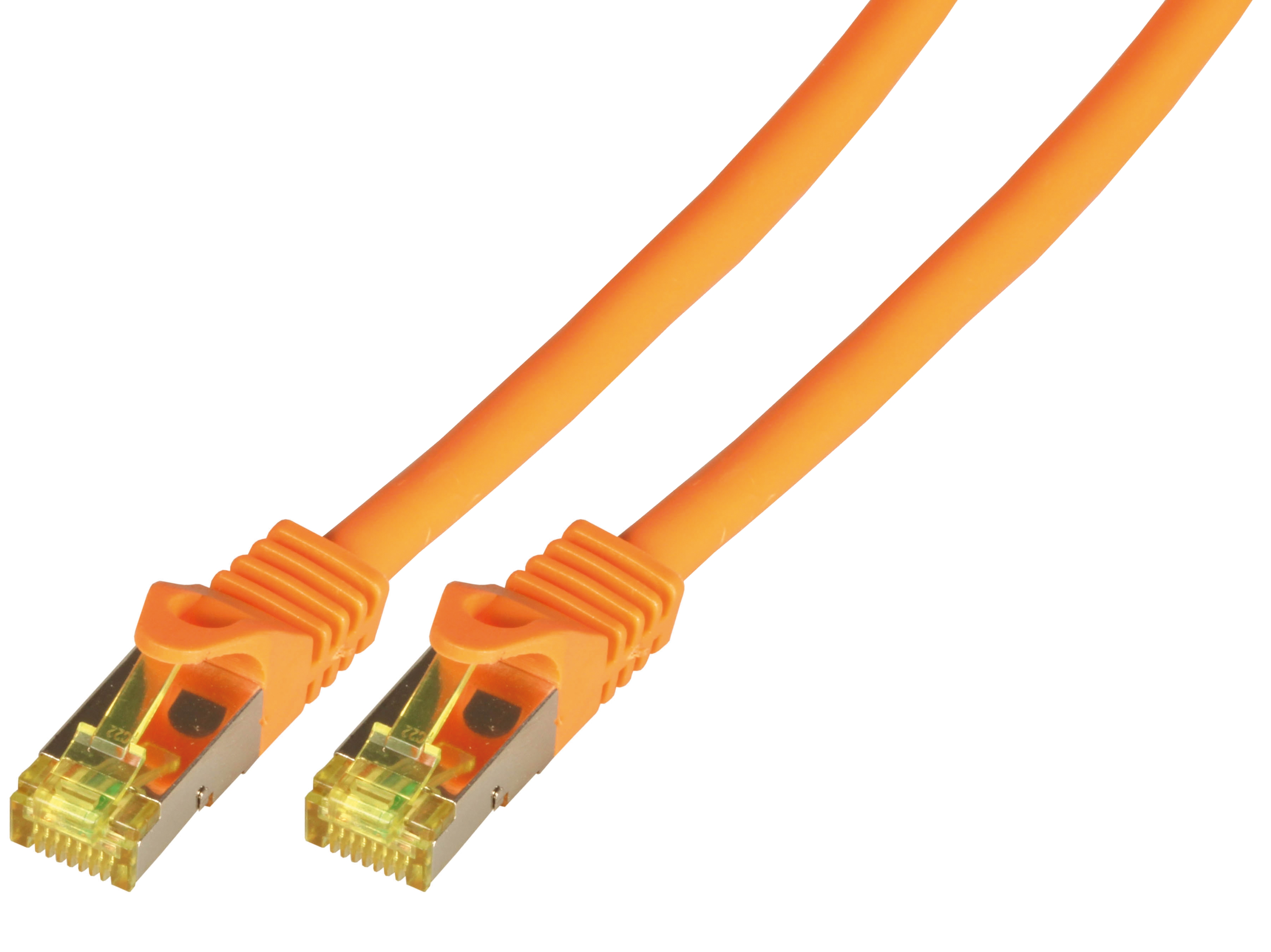 Patchkabel S/FTP 0,25 m Cat.6ARJ45 St. orange, Klippschutz