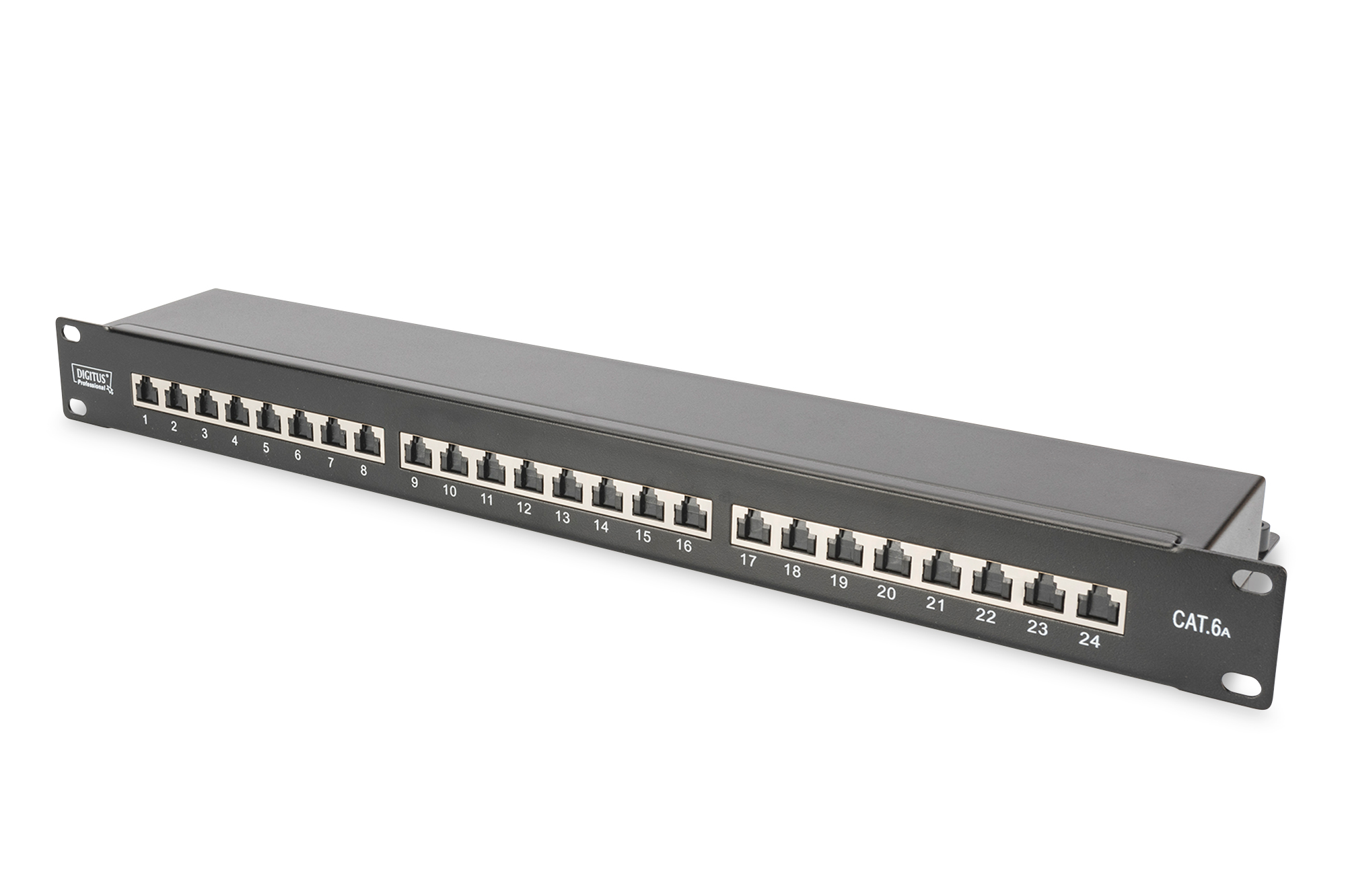 24 Port Patchpanel Cat. 6A 19", High Quality, mit Staubschutz