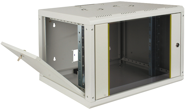 9 HE Wandgehäuse Digitus 19", 600x600 (BxT), Seitenteile abnehmbar und abschließbar, grau