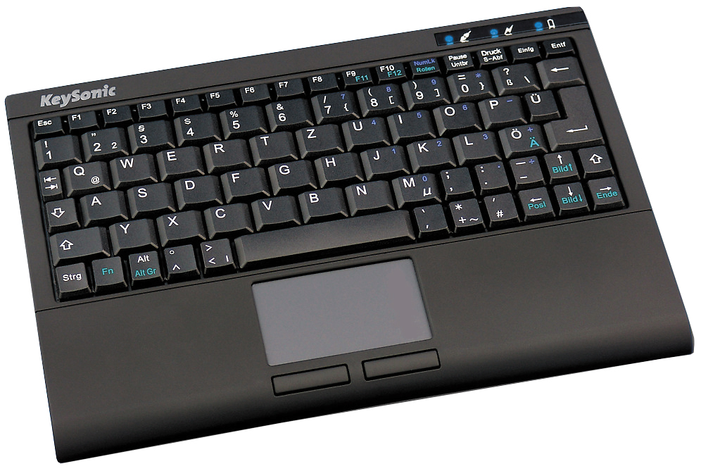 Tastatur mit Touchpad, 19"    schwarz, USB, o. Ziffernblock