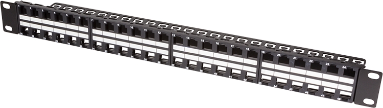 48 Port Modulträger für SNAP-IN Module, High Density, geschirmt, schwarz