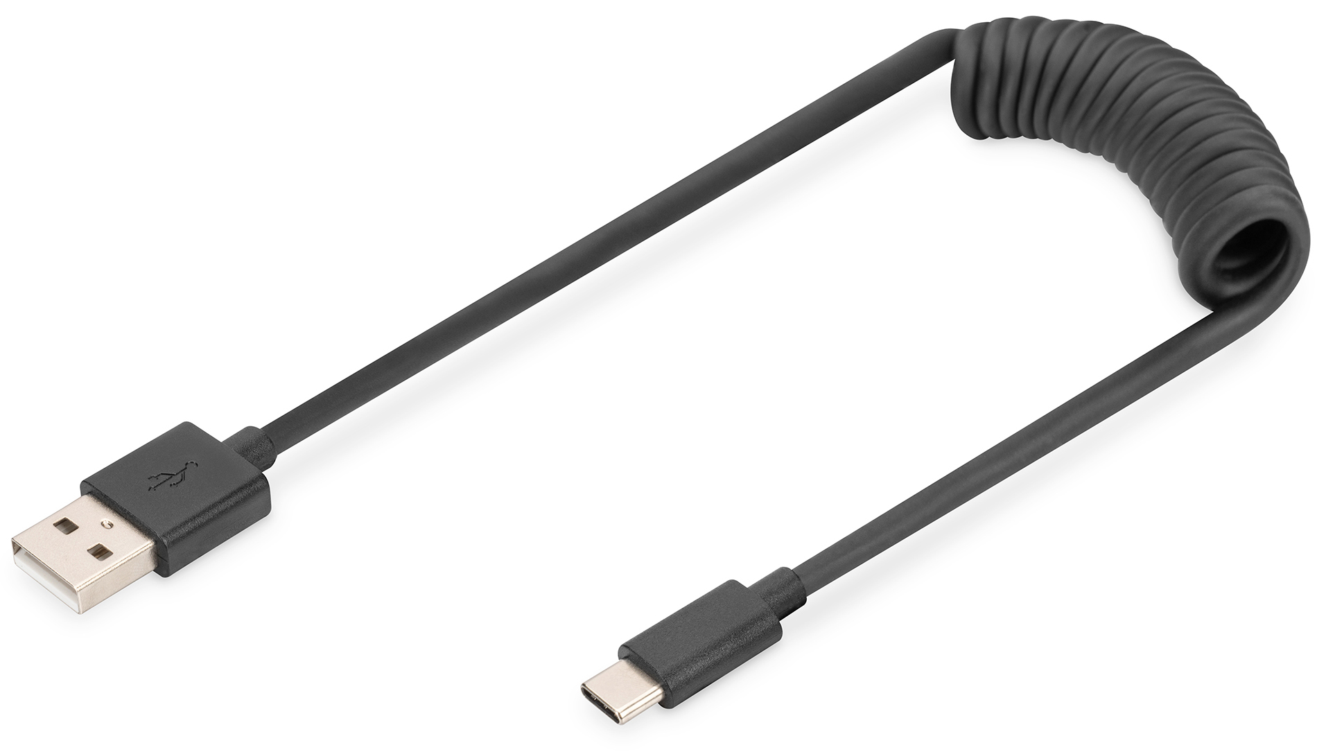 USB 2.0 Anschlusskabel A-St./ C-St., 1 m, USB PD, Spiralkabel