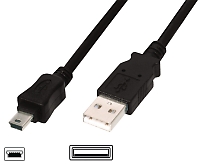 USB-Kabel 2.0    3,0 m schwarzA-St. / Mini B-St. 5 pol.