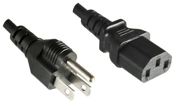 Netzkabel Amerika USA NEMA 5 - 15P, Typ B auf C13, schwarz, SVT, 1,8m