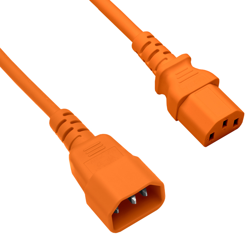 Kaltgeräteverlängerung C14 - C13, orange, 0,5 m