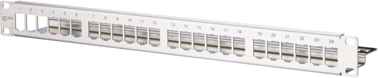 24 Port BTR E-DAT Modulträger, 19", 1HE, Edelstahl
