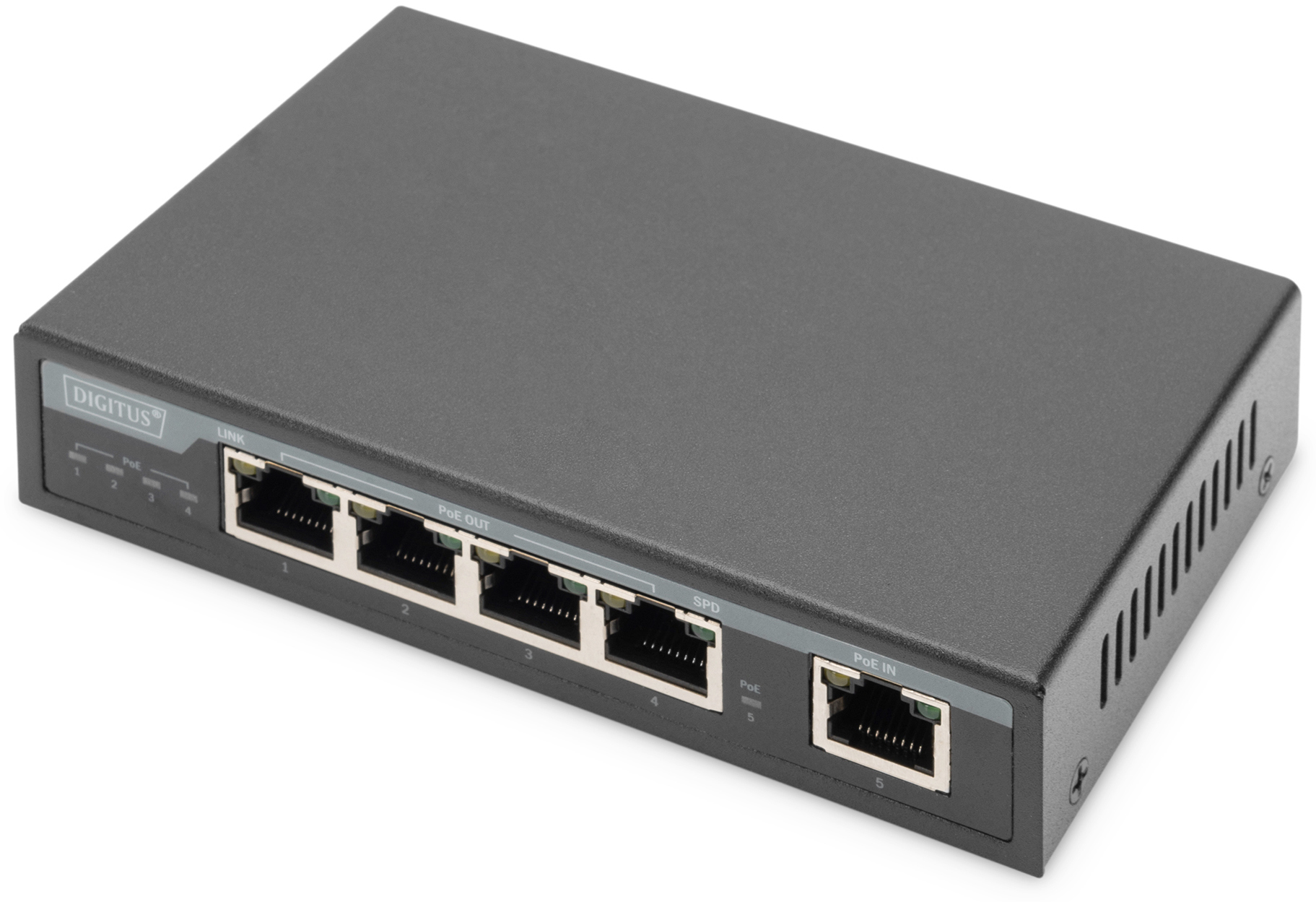 4 Port Gigabit 4PPoE Extender, 802.3at, 60 W, Metall