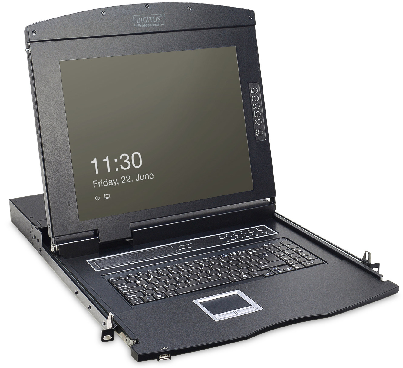 Modulare Konsole mit 17" TFT (43,2cm), 1-Port KVM & Touchpad, deutsche Tastatur