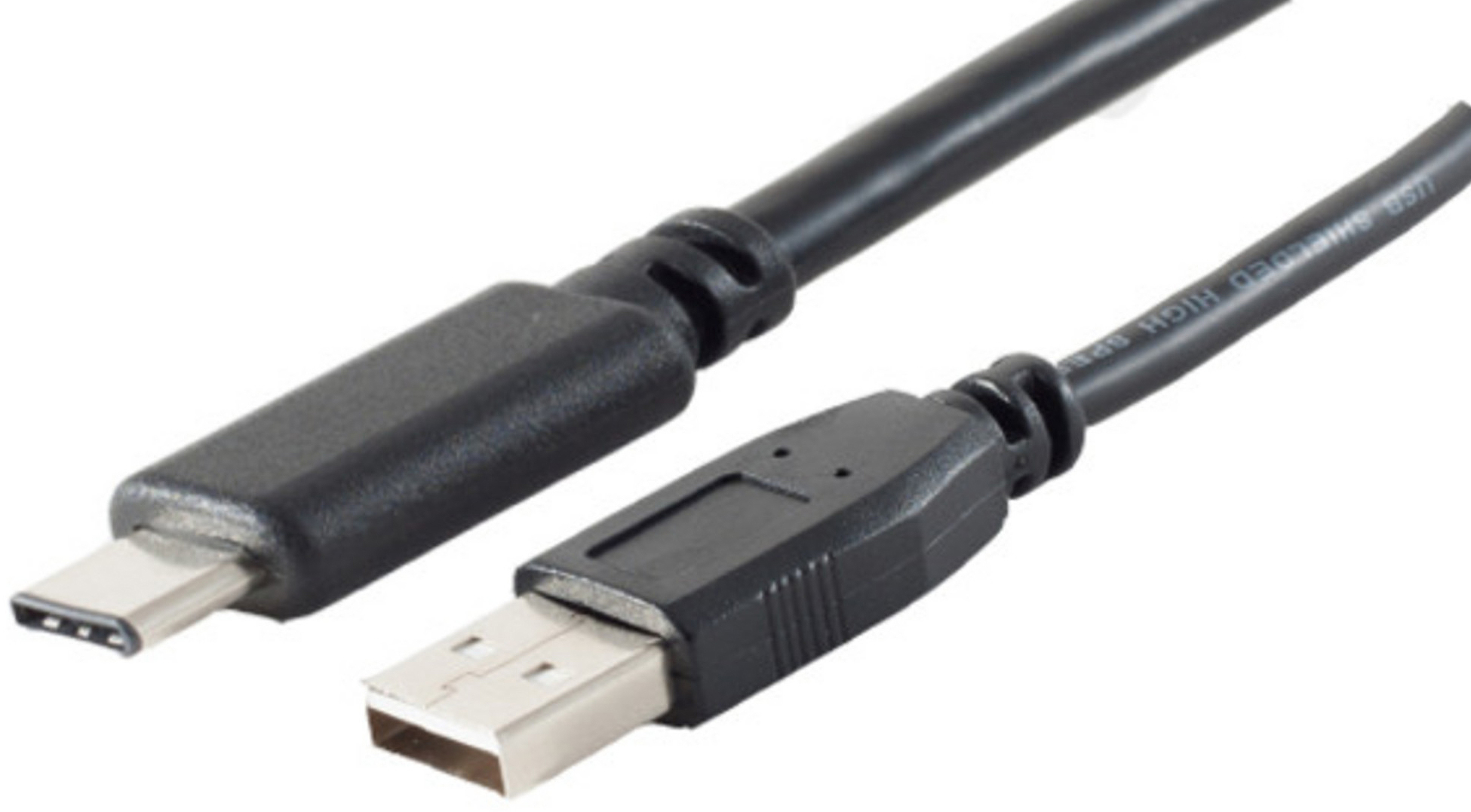 USB 2.0 Anschlusskabel A-St. - Type-C St., 1 m, 3A, 480MB, sw