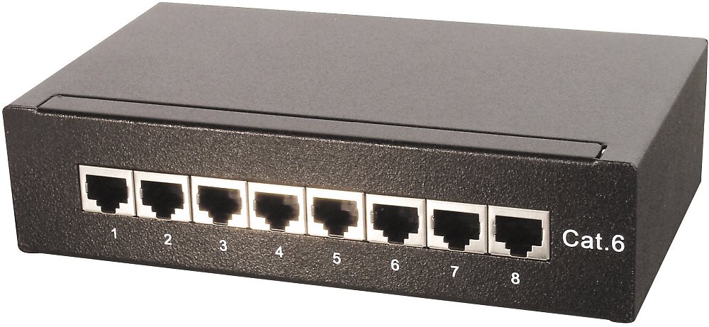 Patchpanel Mini   8 Port      Cat.6  schwarz