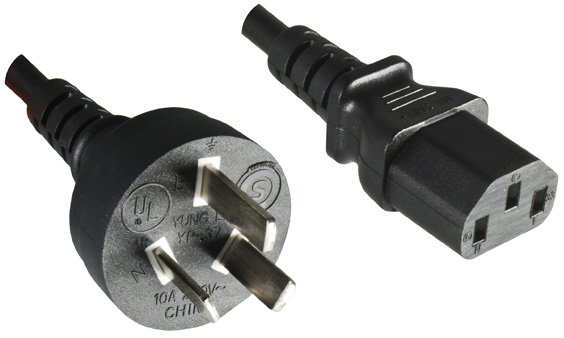 Netzkabel Argentinien Typ I auf C13, schwarz, 1,8m