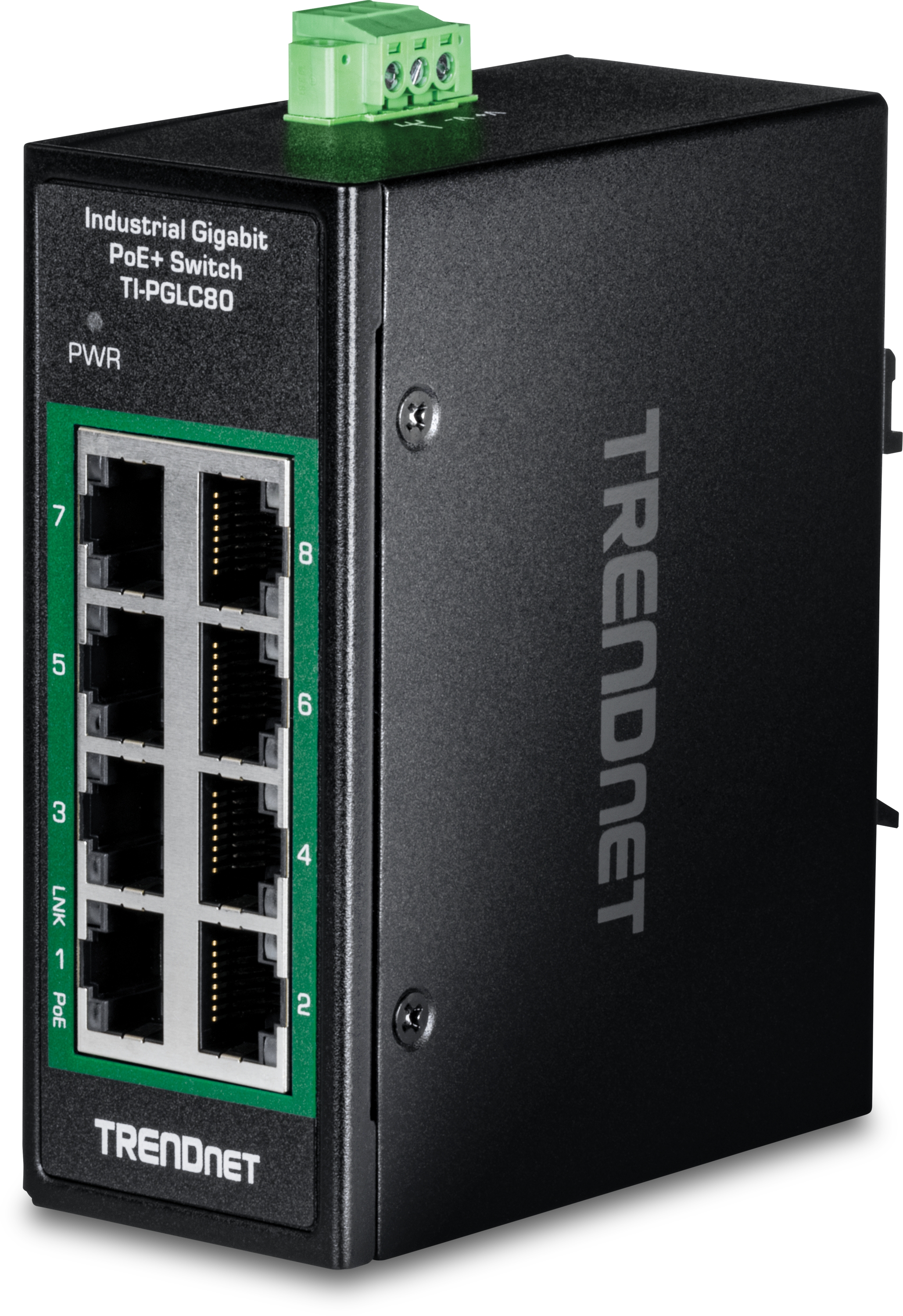 8 Port PoE+ Industrie mini Switch Gigabit, IP30, -40° – 75°