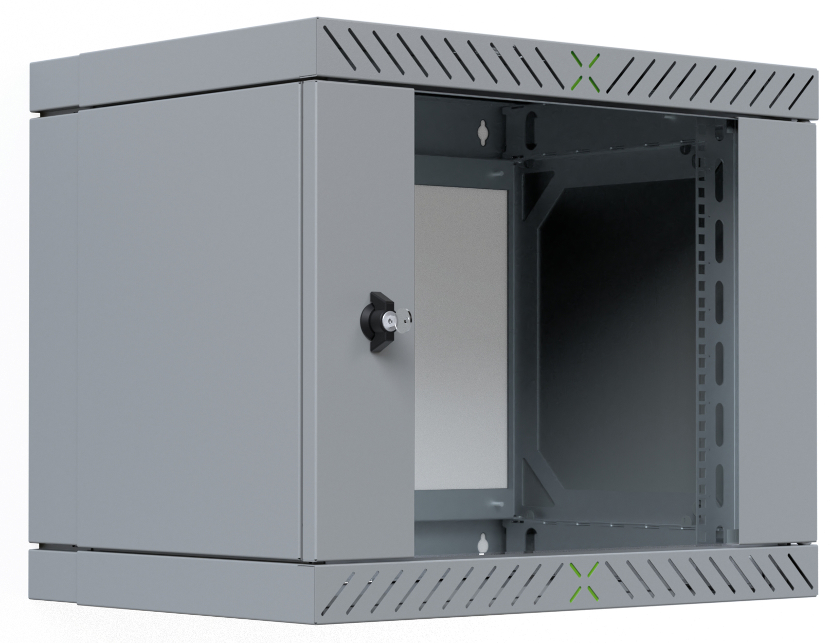 Wandschrank 19" X-Rack 9 HE,  500x600x400-600 (HxBxT), grau