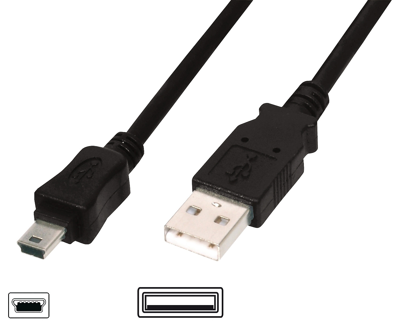 USB-Kabel 2.0   5,0 m, schwarzA-St. / Mini B-St. 5 pol.