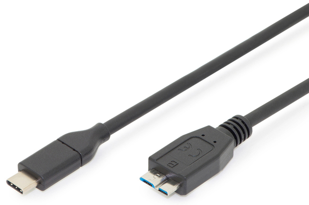USB 3.1 Anschlusskabel Gen2, Type-C St. - micro B St., 1 m, 3A, 10GB, sw