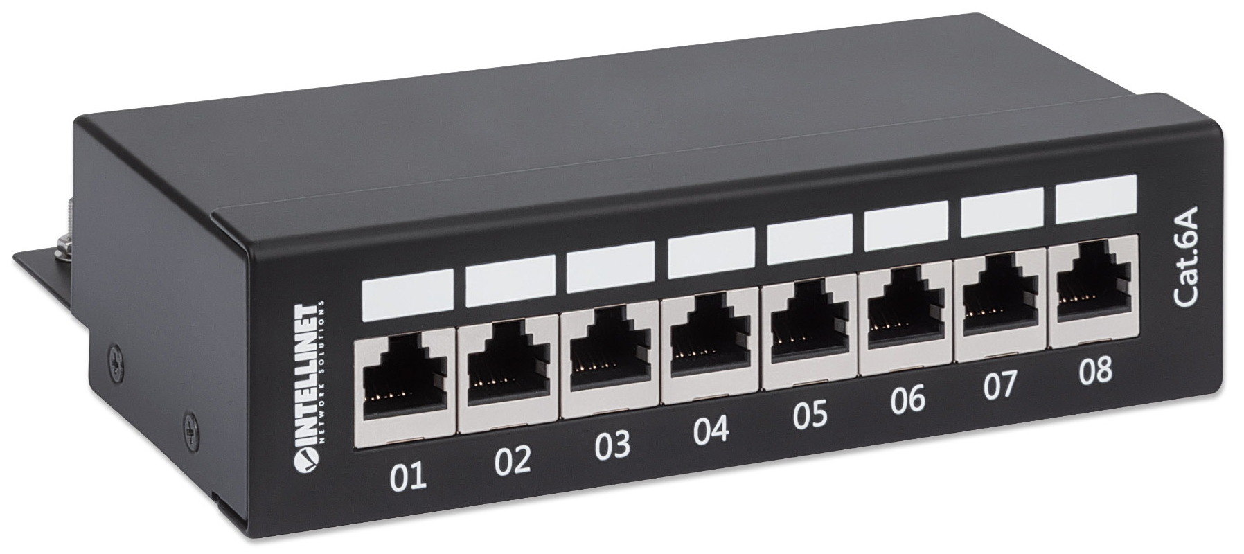 8 Port Mini Patchpanel Cat. 6A, schwarz