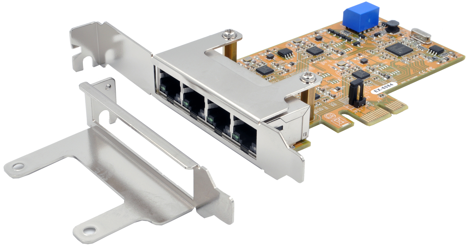 PCIe (x4) zu 4 x Gigabit Ethernetkarte  EXSYS