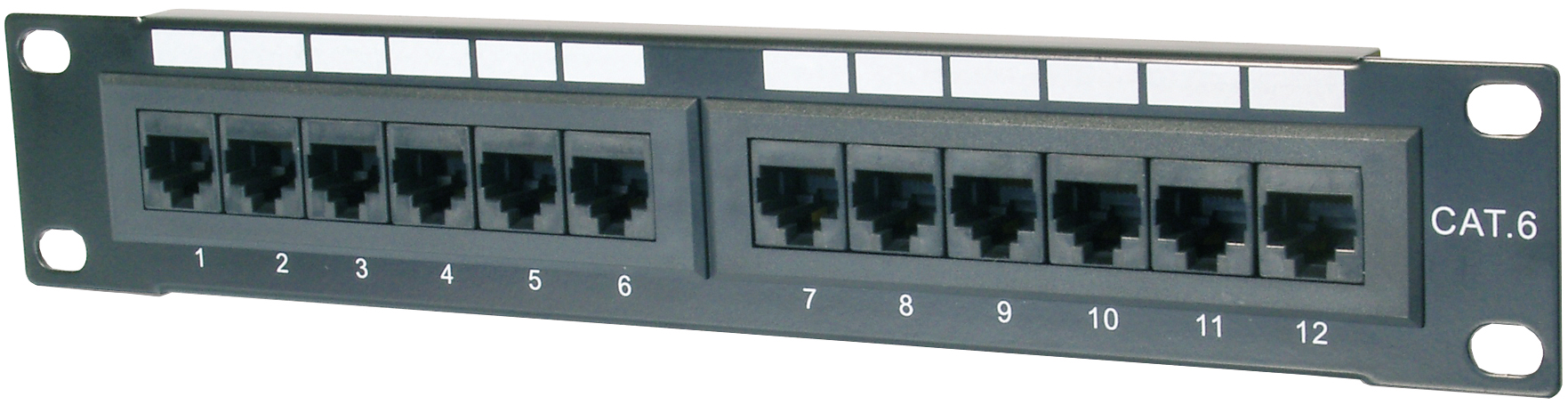 12 Port Patchpanel 10", Cat.6, schwarz