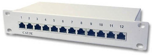 12 Port Patchpanel 10", Cat.6, grau