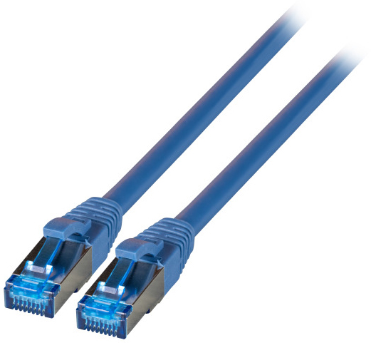 Patchkabel S/FTP TPE superflex Cat.6A RJ45 St. blau - 0,25 m