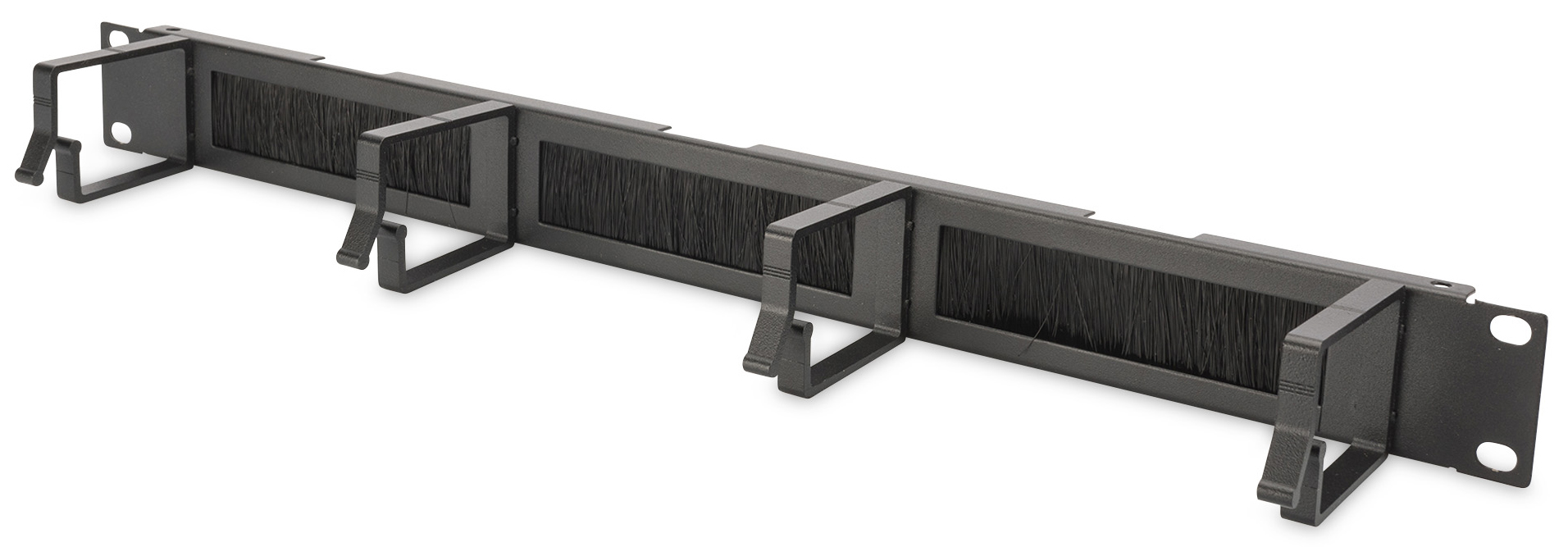 Rangierpanel 19" 1HE schwarz  mit 4 Kabelbügeln Metall
