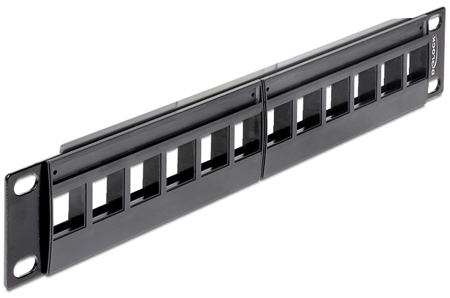 Patchpanel 10"   unbestückt   12 Port, Keystone schwarz, 1HE