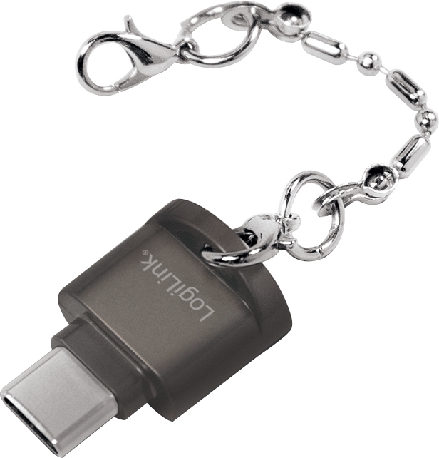 USB-C zu microSD-Kartenleser (OTG), als Schlüsselanhänger, grau