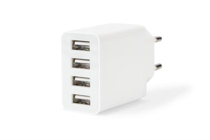 ednet Universal USB Lade-Adapter, 4 Port, weiß