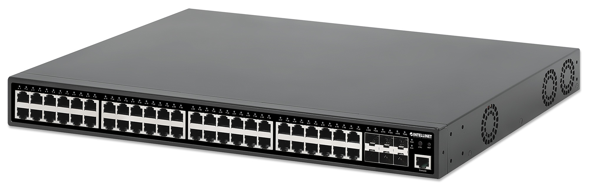 48 Port Gigabit + 6 SFP+ Uplinks  PoE+ Switch, L2+ Fully Managed, Powerbudget 450 W