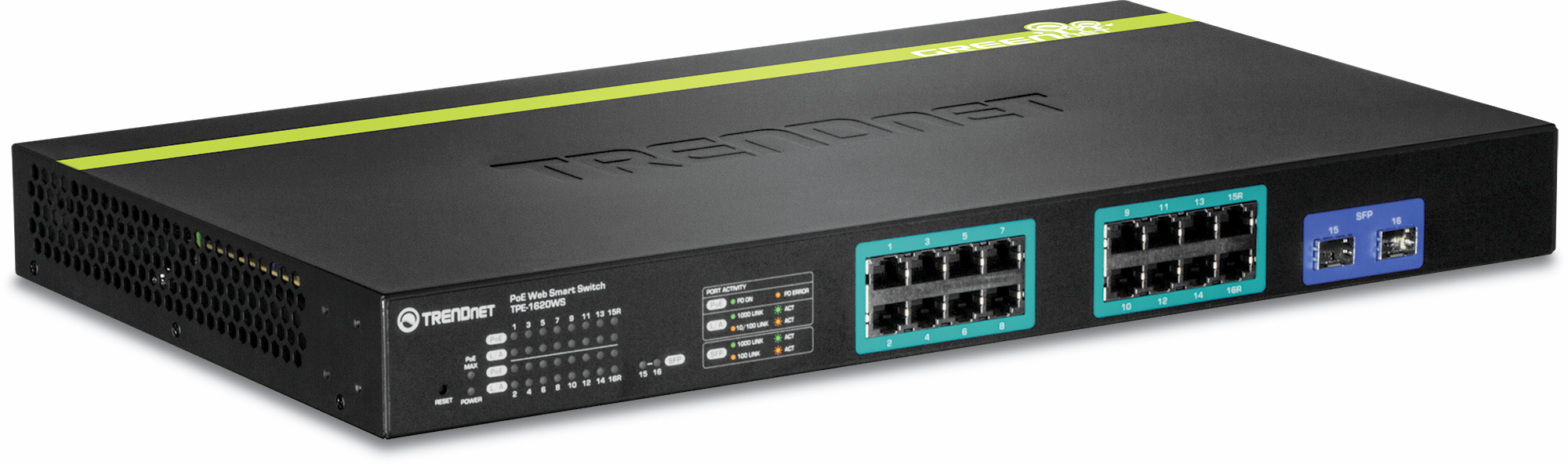 16 Port Gigabit PoE+ Switch, 19", TPE-1620WS