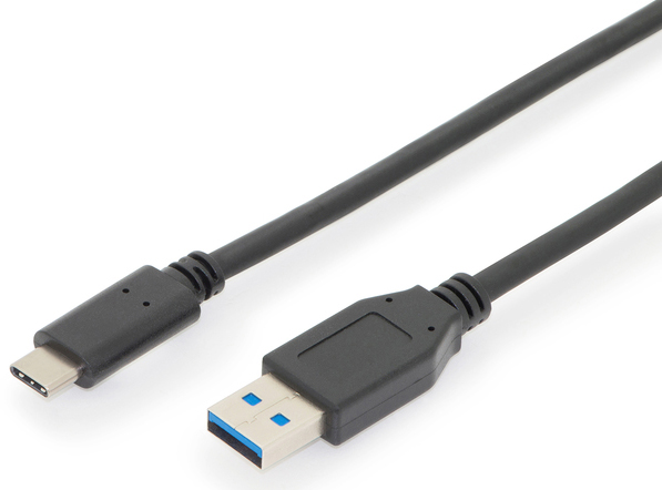 USB 3.1 Anschlusskabel Gen2, A-St. - Type-C St., 1 m, 3A, 10GB, sw