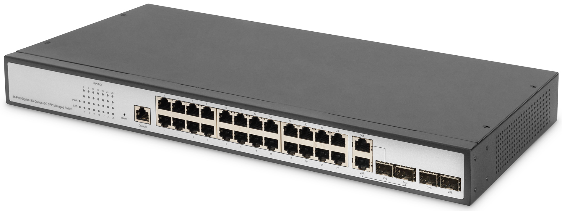 24 + 4 Port SFP Gigabit Switch, 19", managed, Digitus