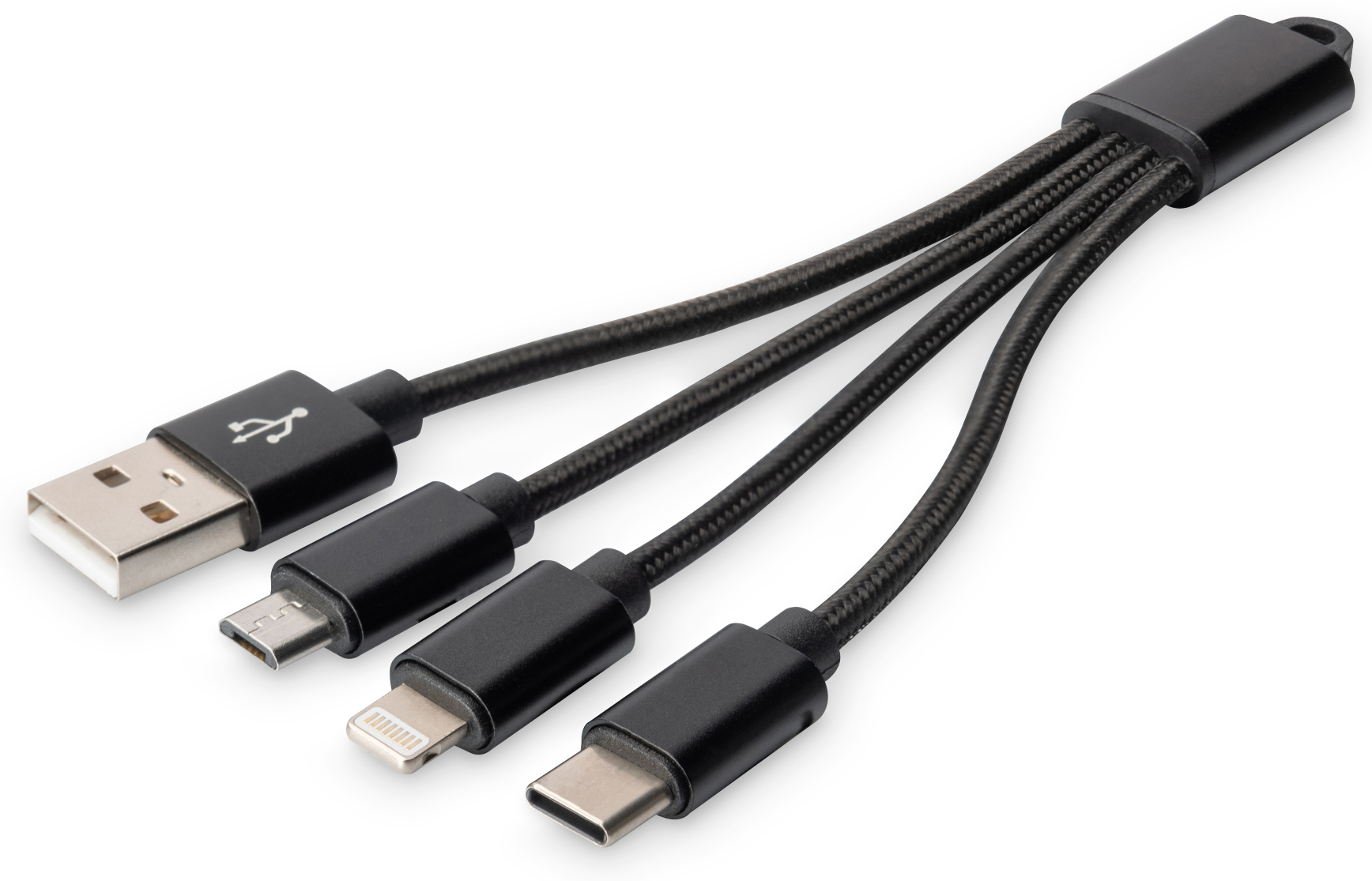 USB 3-in-1 Ladekabel 0,15m, für Apple, Android und Google-Pixel Geräte