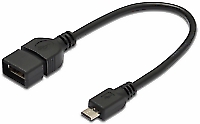USB 2.0 Adapterkabel, OTG     Micro B-St.Winkel / USB A-Bu.