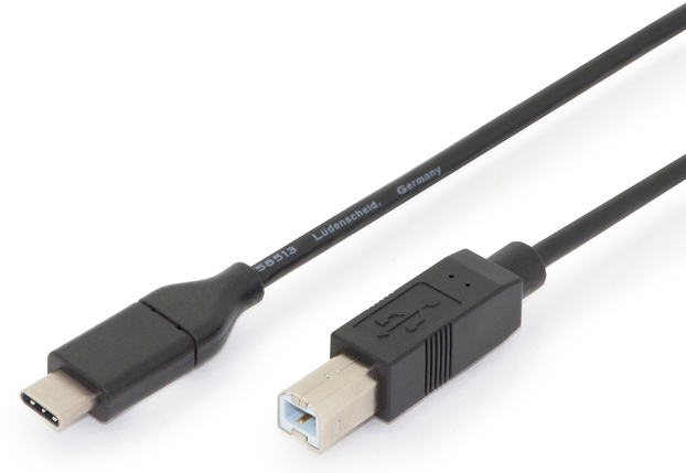 USB 2.0 Verbindungskabel Type -C St. - B St., 1.8m, 3A, 480MB, sw