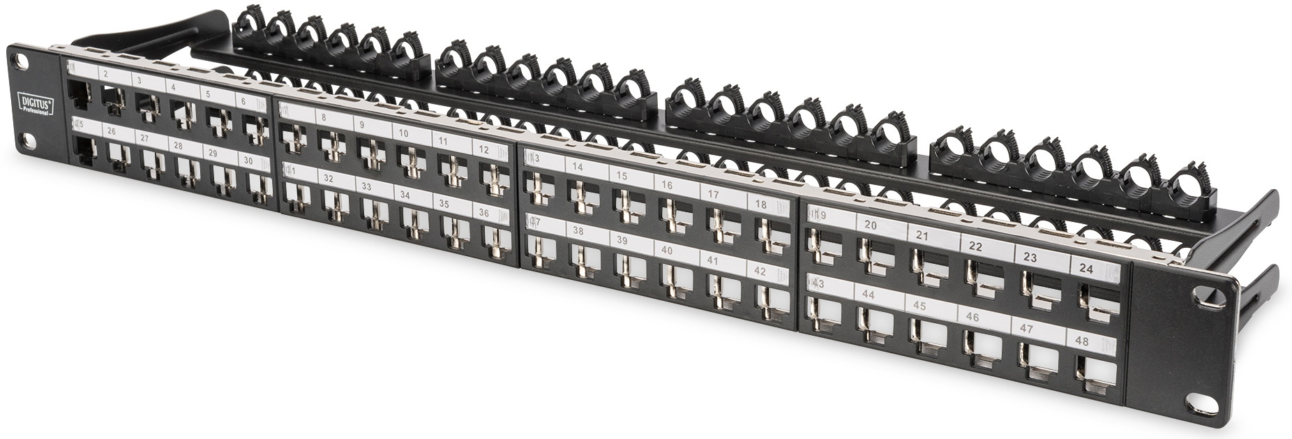 48 Port Modulträger für SNAP-IN Module, High Density, geschirmt, schwarz