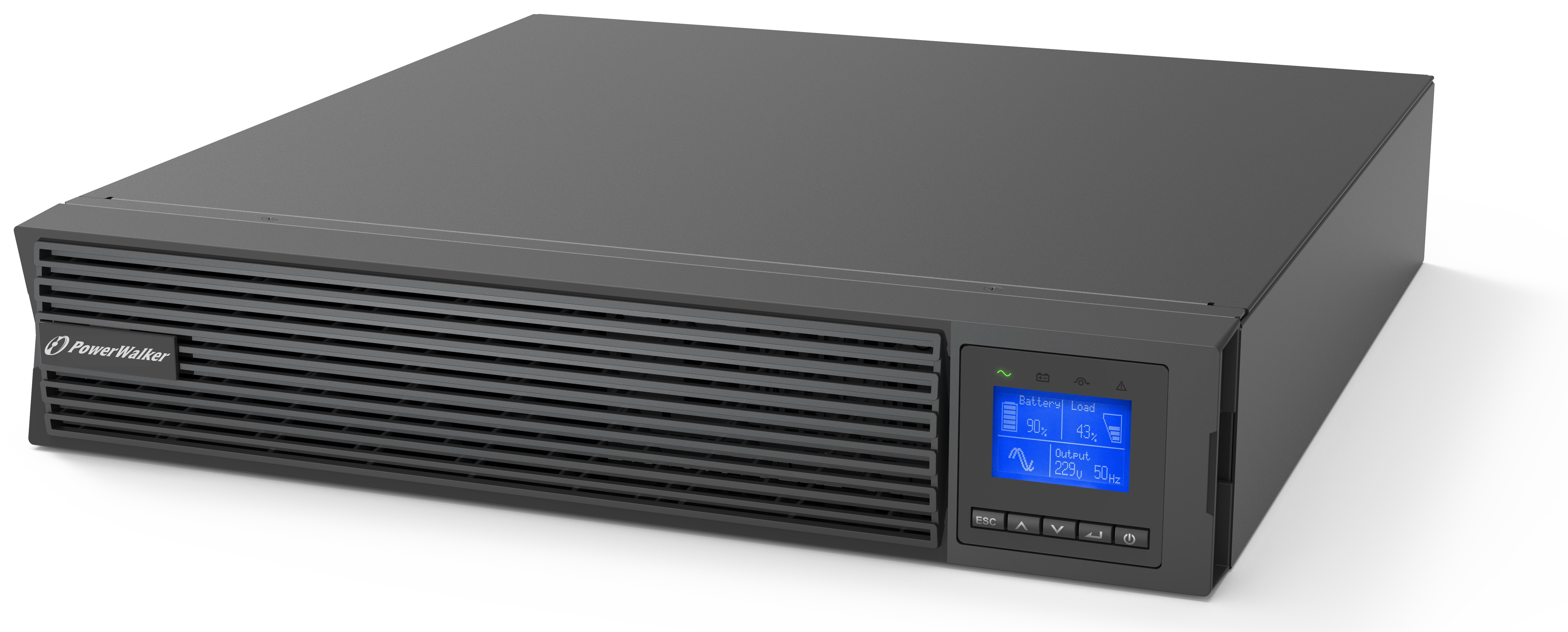 Online USV PowerWalker VFI ICR IoT, Reiner Sinus, LCD Display, USB u. RS232