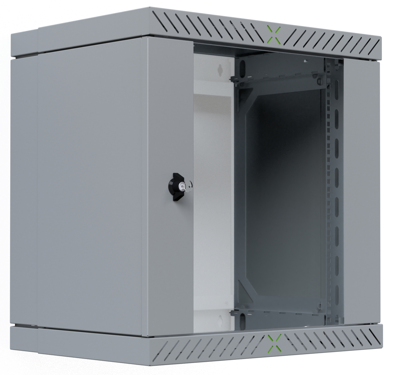 Wandschrank 19" X-Rack 12 HE, 600x600x400-600 (HxBxT), grau