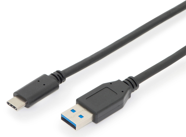 USB 2.0 Anschlusskabel A-St. - Type-C St., 1.8m, 3A, 480MB, sw